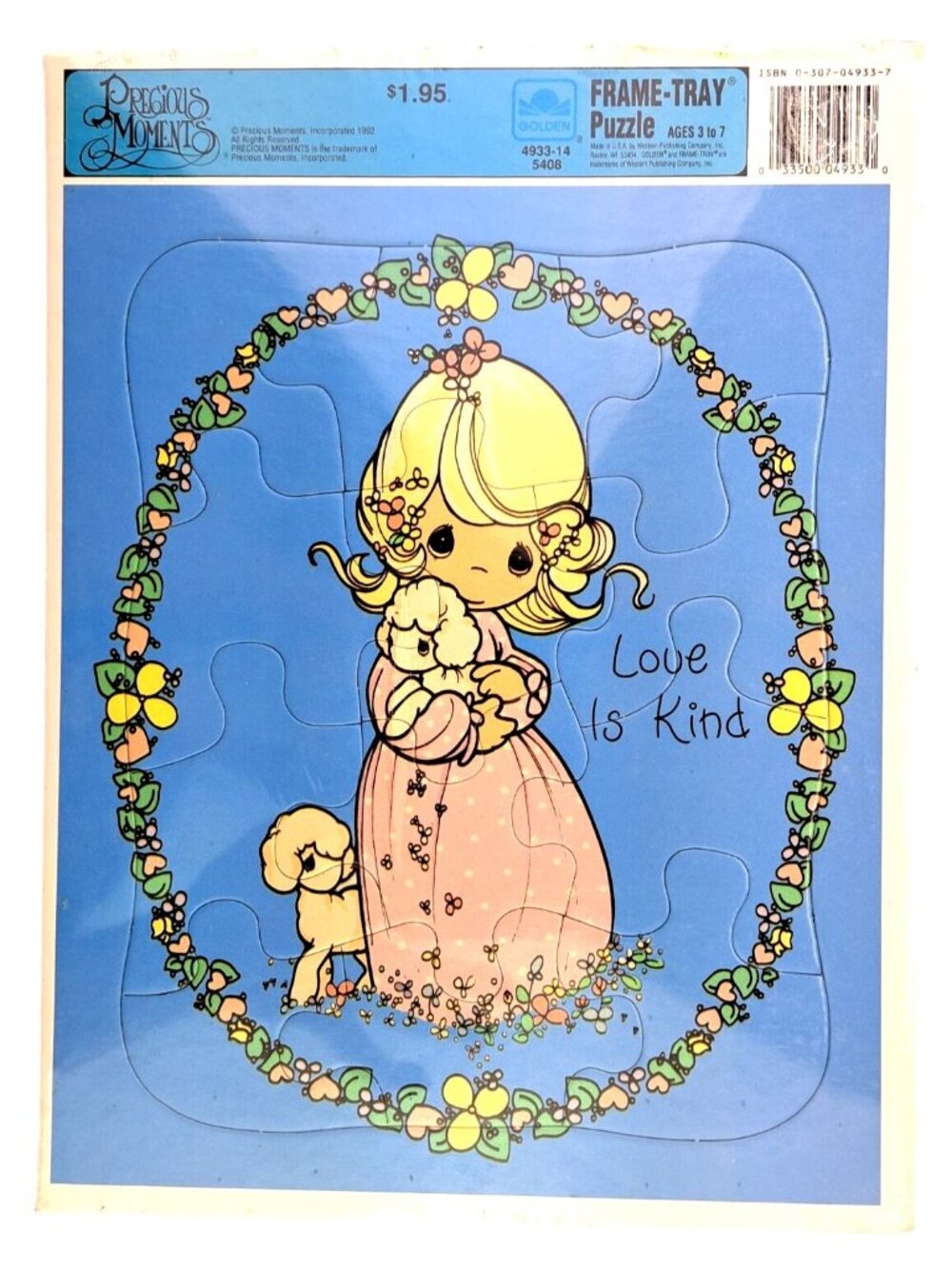 Vintage Precious Moments Love Is Kind Frame Tray Puzzle 1992 Sam B Lamb Golden